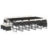 vidaXL 15-tlg. Garten-Essgruppe mit Kissen Schwarz Poly Rattan