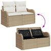 vidaXL Garten-Sofa-Set mit Kissen 6 pcs Beige und Wei&szlig; Poly Rattan