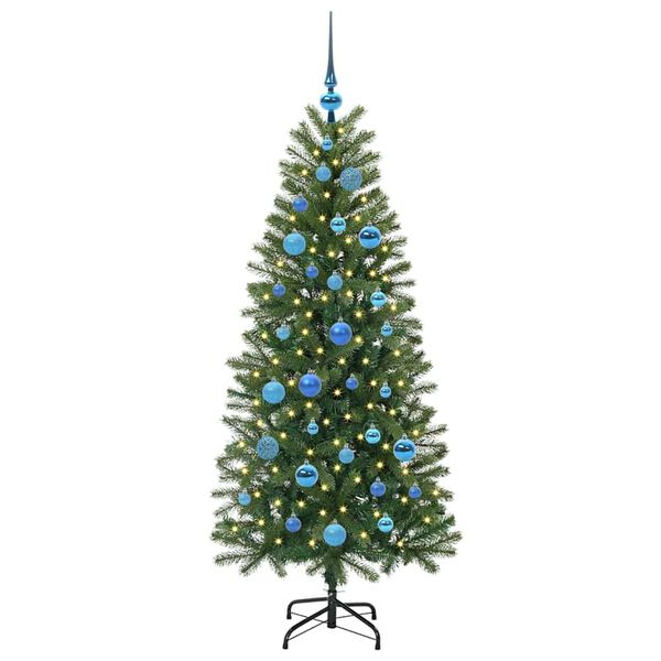 vidaXL K&uuml;nstlicher Weihnachtsbaum mit 150 LEDs Gr&uuml;n 150 cm PE und PVC