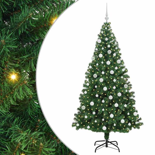 vidaXL K&uuml;nstlicher Weihnachtsbaum mit 300 LEDs mit St&auml;nder Gr&uuml;n 180 cm