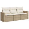 vidaXL 3-tlg. Garten-Sofagarnitur mit Kissen Beige Poly Rattan