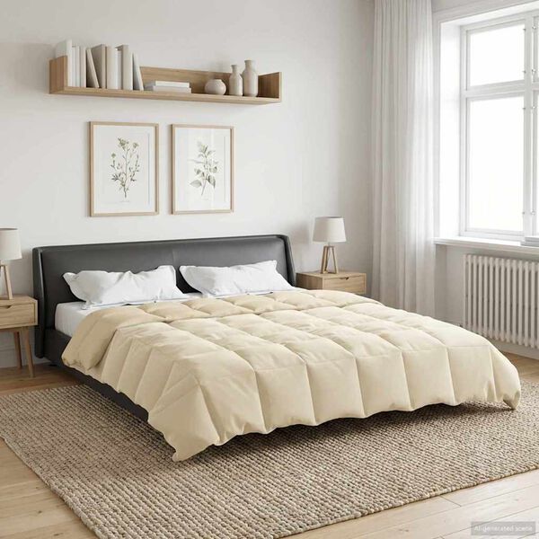 vidaXL Winterbettdecke Gepolstert Creme 220 x 240 cm Mikrofaser