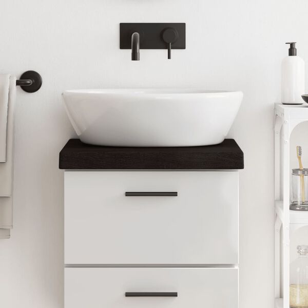 vidaXL Waschtischplatte Dunkelbraun 40x30x(2-6)cm Massivholz Behandelt