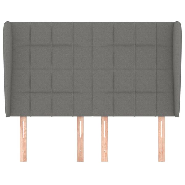 vidaXL Kopfteil mit Ohren Dunkelgrau 147x23x118/128 cm Stoff