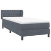 vidaXL Boxspringbett mit Matratze Dunkelgrau 90x220 cm Samt