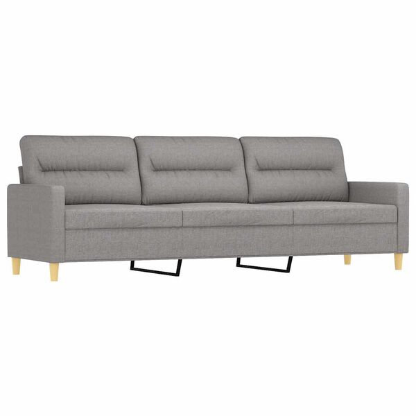 vidaXL 3-Sitzer-Sofa mit Kissen Hellgrau 210 cm Stoff