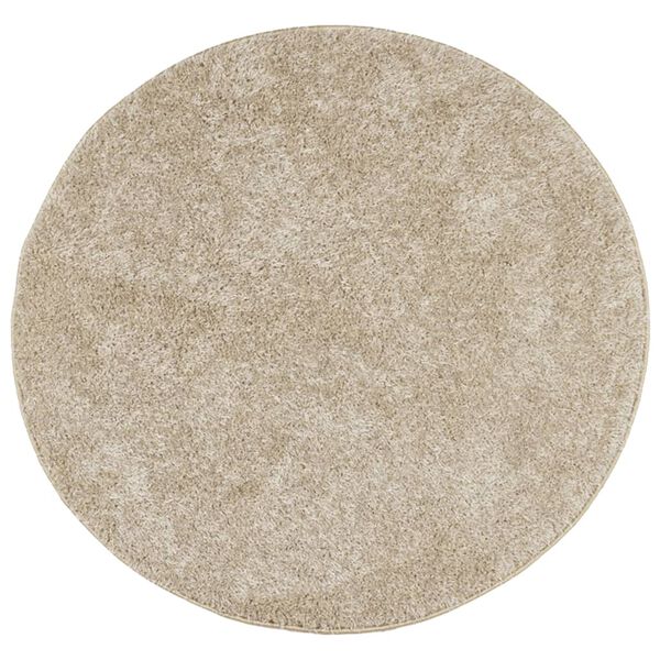 vidaXL Teppich ISTAN Hochflor Gl&auml;nzend Beige &Oslash; 200 cm