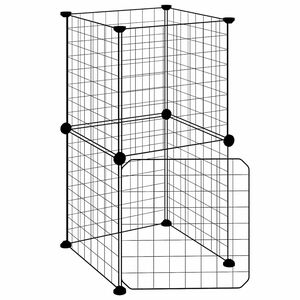 vidaXL 8-tlg. Haustierk&auml;fig mit T&uuml;r Schwarz 35x35x70 cm Stahl