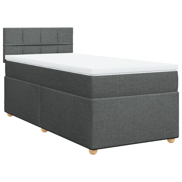 vidaXL Boxspringbett mit Matratze Dunkelgrau 80x200 cm Stoff