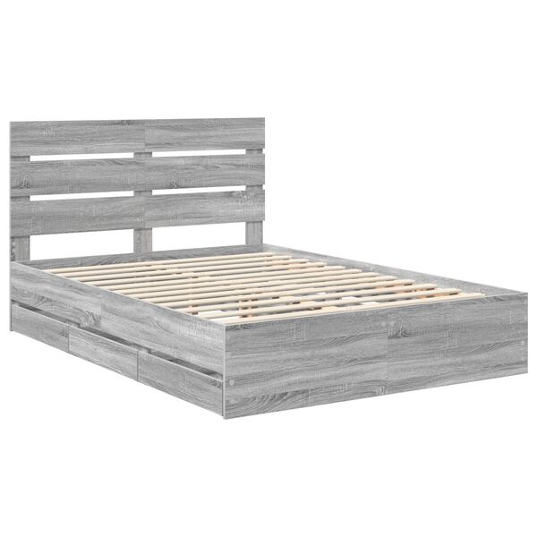 vidaXL Bettrahmen Graues Sonoma 140 x 190 cm Ingenieurs Holz