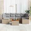 vidaXL Garten-Sofa-Set mit Kissen 7 pcs Beige Poly Rattan