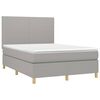 vidaXL Boxspringbett mit Matratze & LED Hellgrau 140x200 cm Stoff