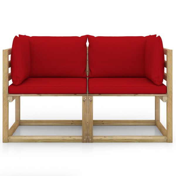 vidaXL Garten-Ecksofas & Kissen in Gr&uuml;n 2 Stk. Kiefernholz