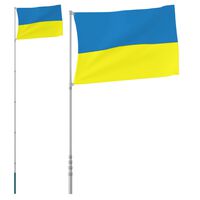 vidaXL Flagge der Ukraine und Mast 5,55 m Aluminium
