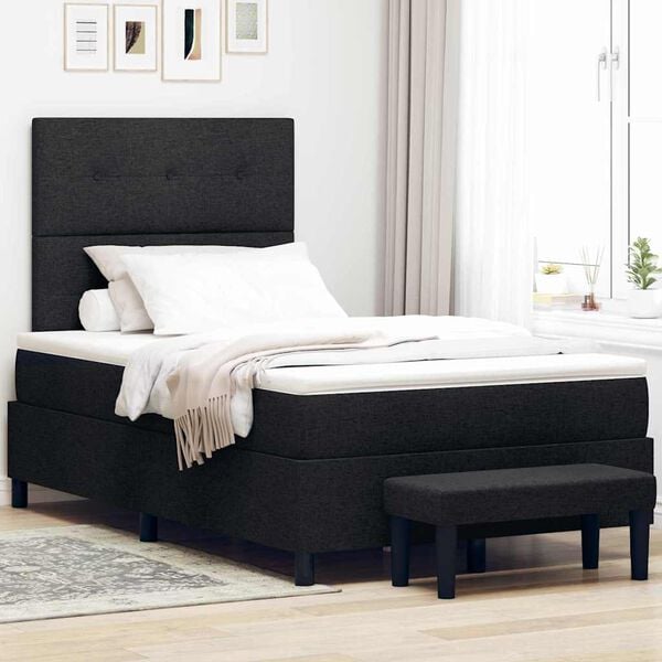 vidaXL Boxspringbett mit Matratze Schwarz 120 x 190 cm Stoff