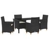 vidaXL Garten Essgruppe 5 stk. Schwarz Poly-Rattan