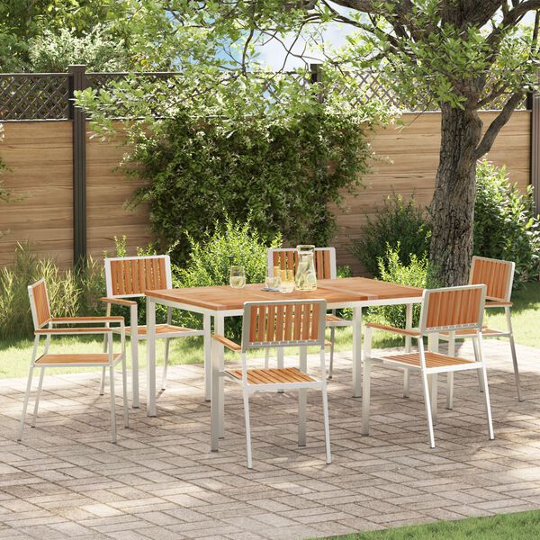 vidaXL Outdoortisch-Set 7 pcs Braun Massivholz Teak