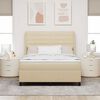 vidaXL Boxspringbett mit Matratze Creme 160 x 200 cm Stoff