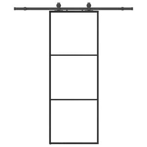 vidaXL Schiebet&uuml;r mit Beschlag Schwarz 76x205 cm ESG-Glas