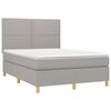 vidaXL Boxspringbett mit Matratze Hellgrau 140x200 cm Stoff