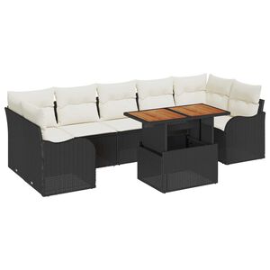 vidaXL Garten-Sofa-Set mit Speicher 8 pcs Schwarz Poly Rattan