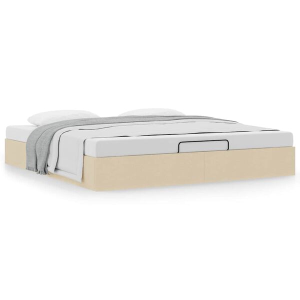 vidaXL Ottoman-Bett ohne Matratze Creme 160x200 cm Stoff