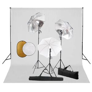 vidaXL Fotostudio-Set mit Leuchten, Schirmen, Hintergrund, Reflektor