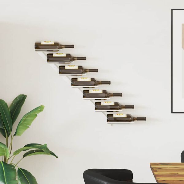 vidaXL Wand-Weinregal f&uuml;r 7 Flaschen Wei&szlig; Metall