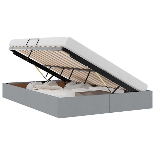 vidaXL Aufbewahrungsbett mit Matratze Hellgrau 135 x 190 cm Stoff