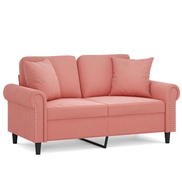 vidaXL 2-Sitzer-Sofa mit Kissen Rosa 120 cm Samt