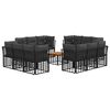 vidaXL Outdoor-Sofagarnitur 13 stk. Schwarz und Dunkelgrau Polyester