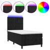 vidaXL Boxspringbett mit Matratze & LED Schwarz 90x200 cm Samt