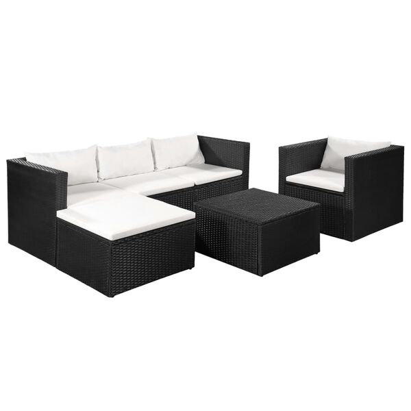 vidaXL 4-tlg. Garten-Lounge-Set Poly Rattan Schwarz und Wei&szlig;