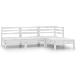 vidaXL 4-tlg. Garten-Lounge-Set Massivholz Kiefer Wei&szlig;