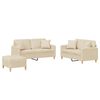 vidaXL 3-tlg. Sofagarnitur mit Kissen Creme Stoff