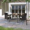 vidaXL 3-tlg. Garten-Essgruppe Poly Rattan und Hartglas Schwarz