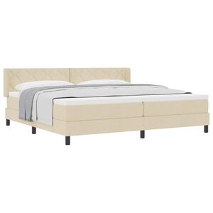 vidaXL Boxspringbett mit Matratze Creme 200 x 200 cm Polyester