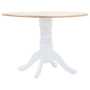 vidaXL Esstisch Wei&szlig; und Braun 106 cm Massivholz Gummibaum