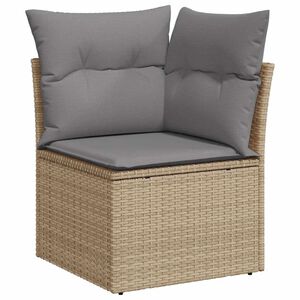 vidaXL Garten-Ecksofa mit Kissen Beige Poly Rattan