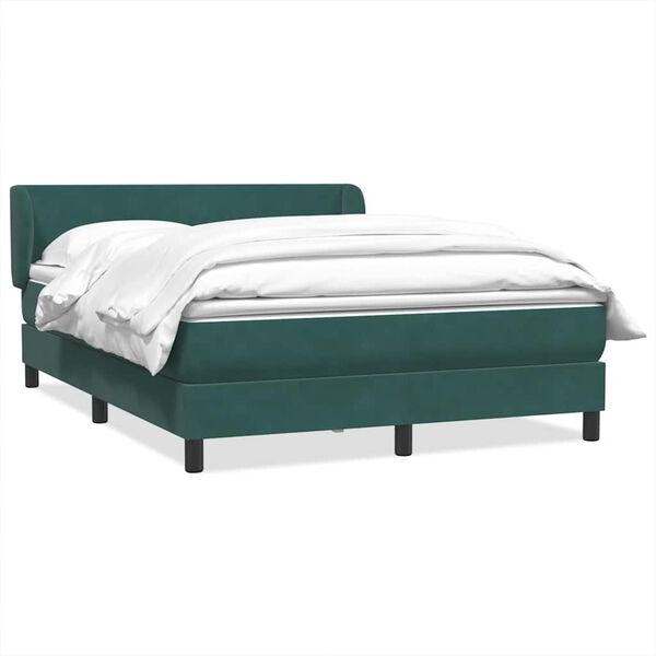 vidaXL Boxspringbett mit Matratze Dunkelgr&uuml;n 140x210 cm Samt