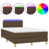 vidaXL Boxspringbett mit Matratze & LED Dunkelbraun 120x200 cm Stoff