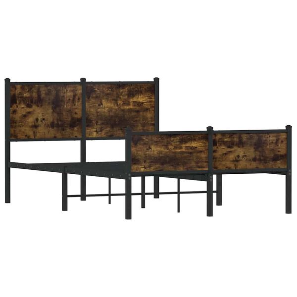 vidaXL Metallbett ohne Matratze Räuchereiche 120x190 cm