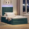 vidaXL Ottoman-Bett mit Matratzen & LEDs Dunkelgr&uuml;n 120x200 cm Samt