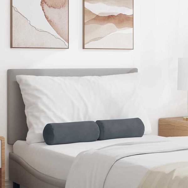 vidaXL Bolsterkissen 2 Stück Dunkelgrau Ø 15 x 40 cm Cordstoff