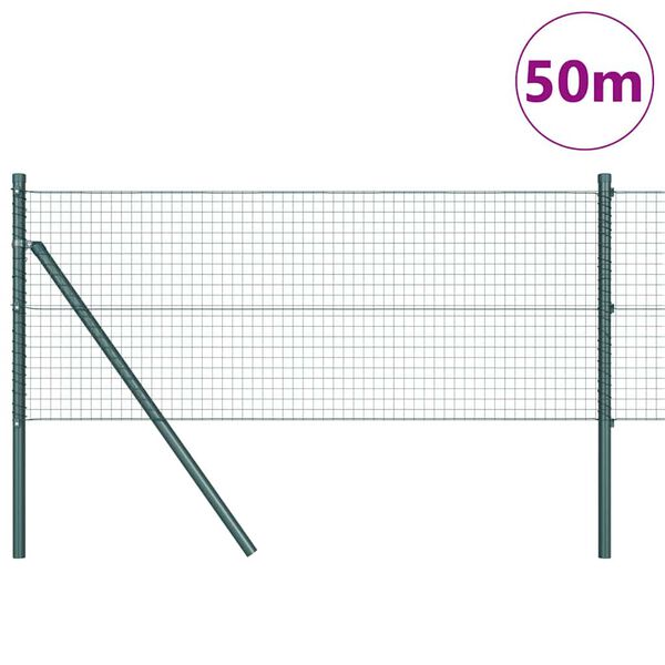 vidaXL Zaunpfosten Gr&uuml;n 50 x 0,8 m (25 x 25 mm Maschen) Stahl und PVC