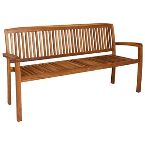 vidaXL Gartenbank 3-Sitzer Stapelbar 159 cm Massivholz Teak