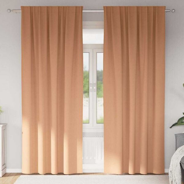 vidaXL Verdunkelungs-Vorhänge mit Ringen 2 pcs Hellbraun 225 x 140 cm