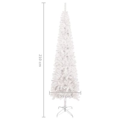 vidaXL Weihnachtsbaum Schlank mit Beleuchtung & Kugeln Weiß 210 cm