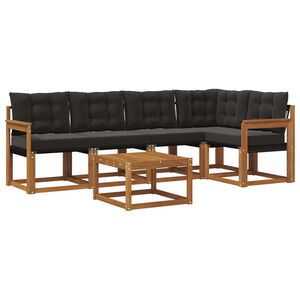 vidaXL Outdoor-Sofagarnitur mit Kissen 6 pcs Nat&uuml;rlich und Schwarz