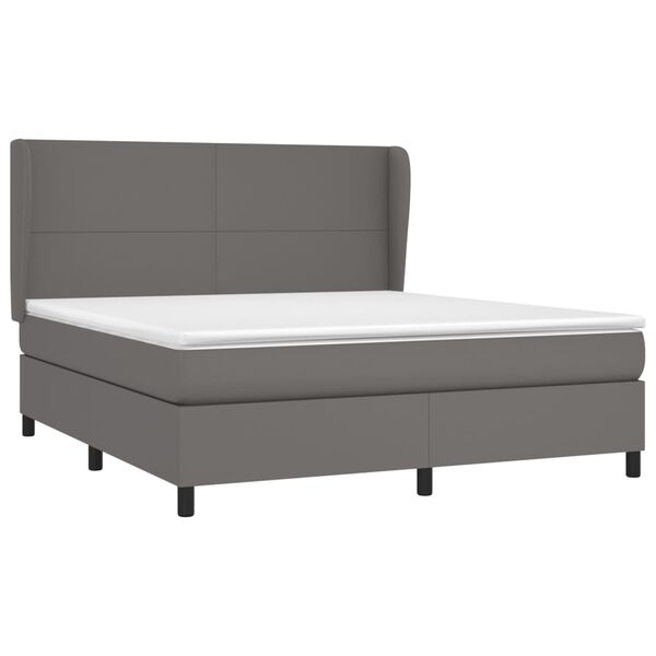 vidaXL Boxspringbett mit Matratze Grau 180x200 cm Kunstleder